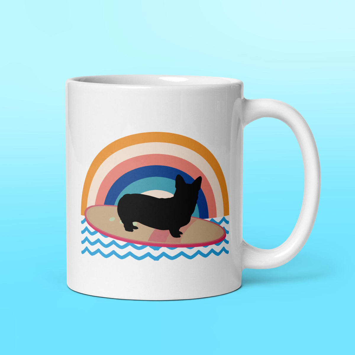 Surfing Corgi Mug